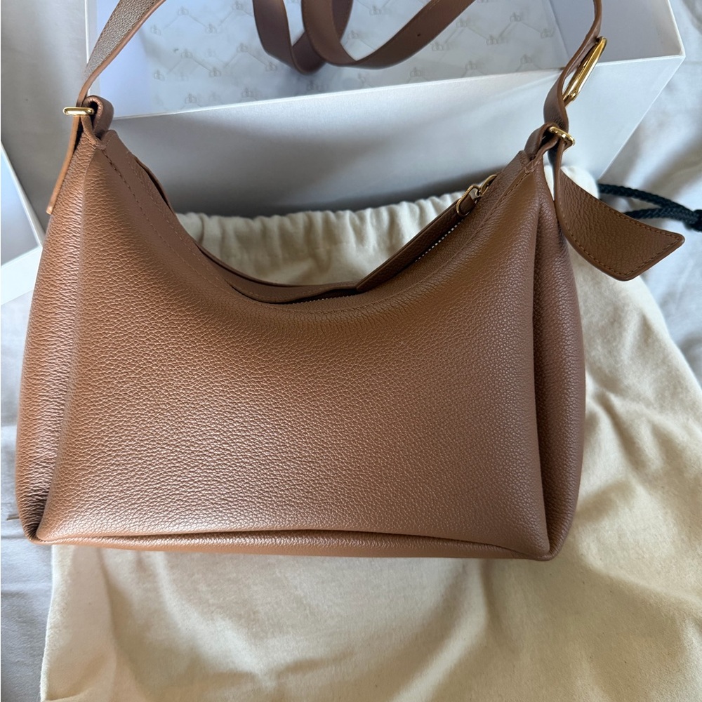 Polène Brown Pebbled Leather Shoulder Bag with Gold Hardware - Picture 6 of 14